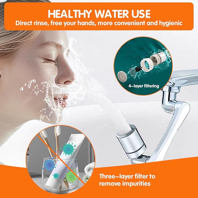 1440° Rotating Faucet Aerator Extender (2-Mode, Universal Fit)
