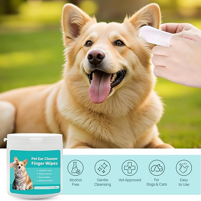 Pet Ear Cleaner Finger Wipes for Dogs & Cats