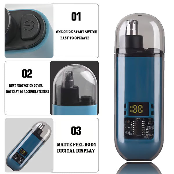 💇‍♂️ Say goodbye to embarrassing exposed nose hairs! This ultimate 2-in-1 nose hair trimmer trims nose hairs in just 1 second without pinching your skin, giving you peace of mind all day long. A must-have for men!