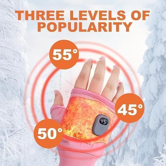 ❄️🧤Cheeroll®  Rechargeable Heated Fingerless Gloves — 55°C Full-Wrap Warmth Anywhere You Go
