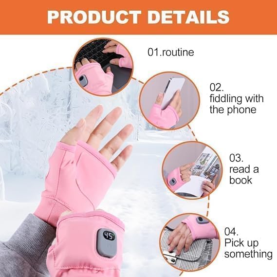 ❄️🧤Cheeroll®  Rechargeable Heated Fingerless Gloves — 55°C Full-Wrap Warmth Anywhere You Go
