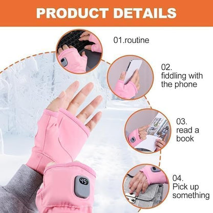 ❄️🧤Cheeroll®  Rechargeable Heated Fingerless Gloves — 55°C Full-Wrap Warmth Anywhere You Go