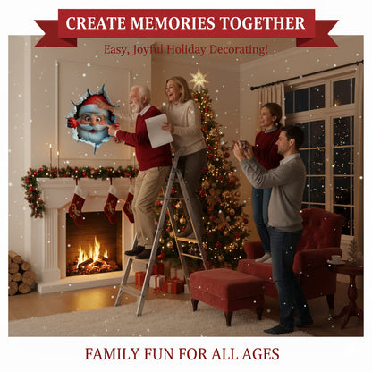 "Santa's Breaking In!" Christmas Wall Sticker 🎅 Funny Holiday Decor for Home 🎄