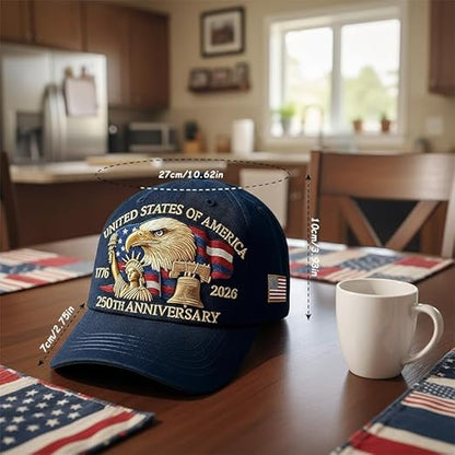 🦅 Patriotic Eagle 3D Embroidered Cap – USA 250th Anniversary Edition