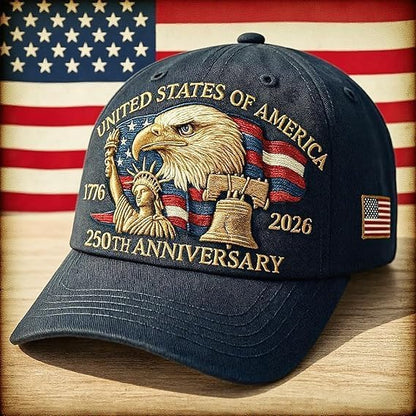 🦅 Patriotic Eagle 3D Embroidered Cap – USA 250th Anniversary Edition