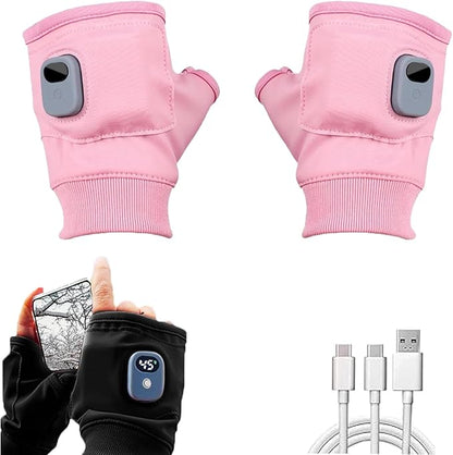 ❄️🧤Cheeroll®  Rechargeable Heated Fingerless Gloves — 55°C Full-Wrap Warmth Anywhere You Go