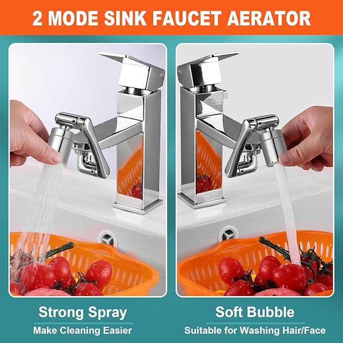 1440° Rotating Faucet Aerator Extender (2-Mode, Universal Fit)