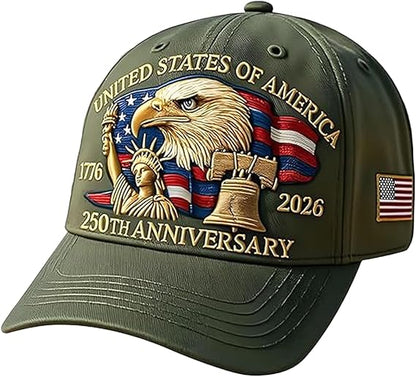 🦅 Patriotic Eagle 3D Embroidered Cap – USA 250th Anniversary Edition