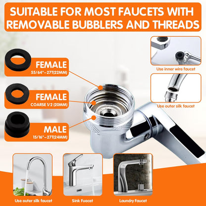 1440° Rotating Faucet Aerator Extender (2-Mode, Universal Fit)