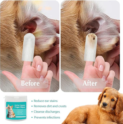 Pet Ear Cleaner Finger Wipes for Dogs & Cats