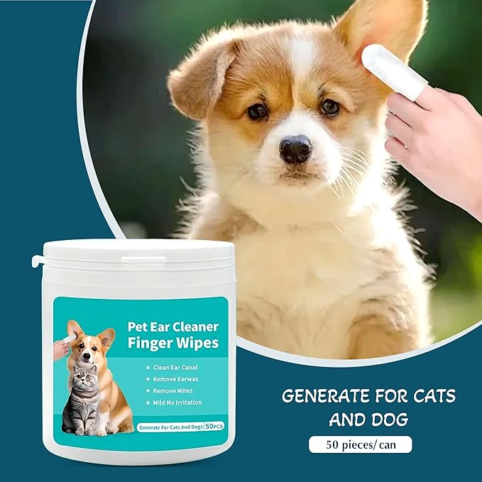 Pet Ear Cleaner Finger Wipes for Dogs & Cats