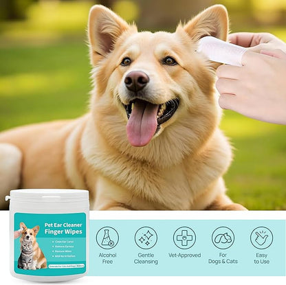 Pet Ear Cleaner Finger Wipes for Dogs & Cats