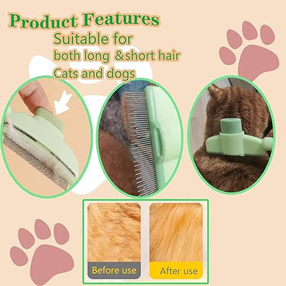 🔥 Self-Cleaning Pet Grooming & Flea Comb Brush 🐾