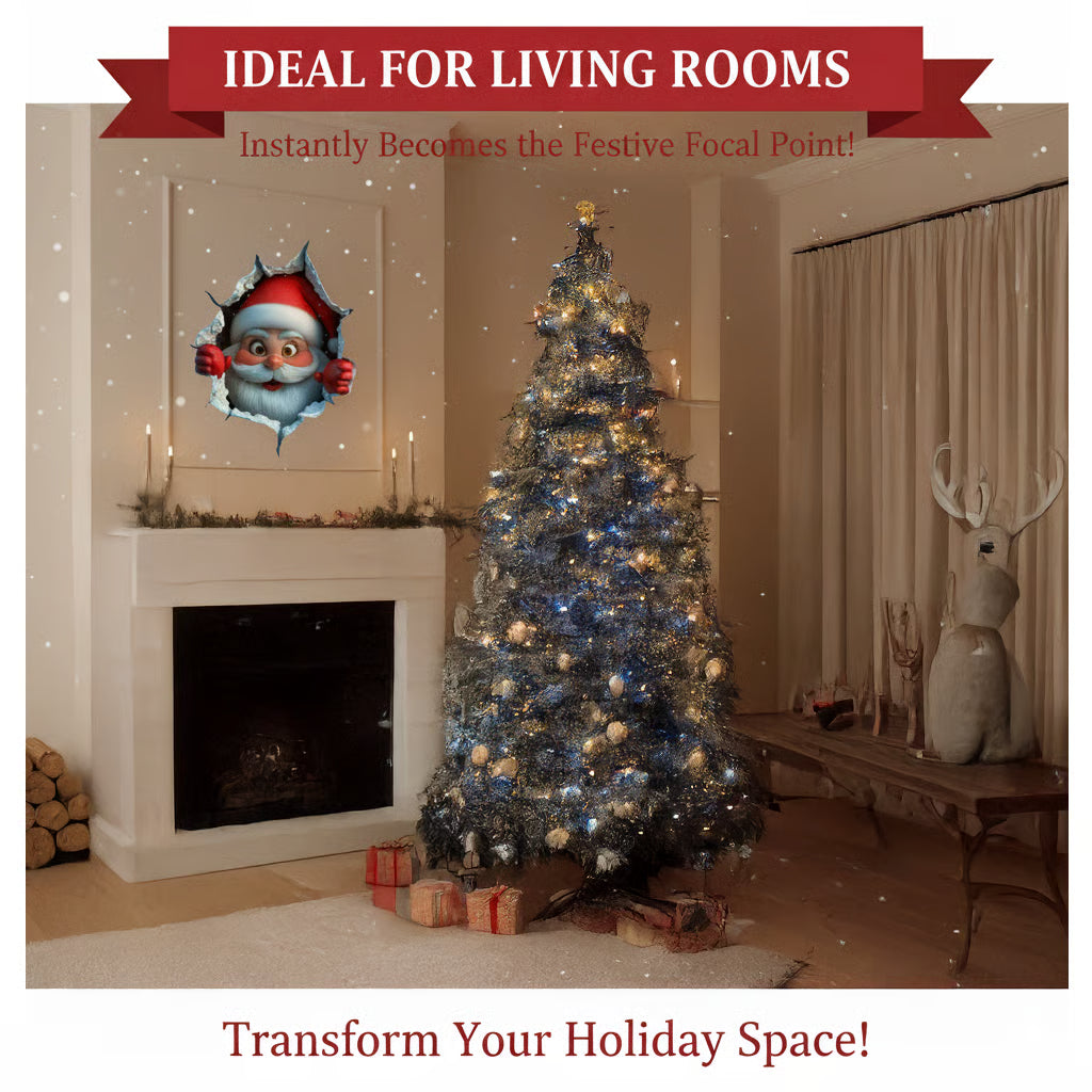 "Santa's Breaking In!" Christmas Wall Sticker 🎅 Funny Holiday Decor for Home 🎄