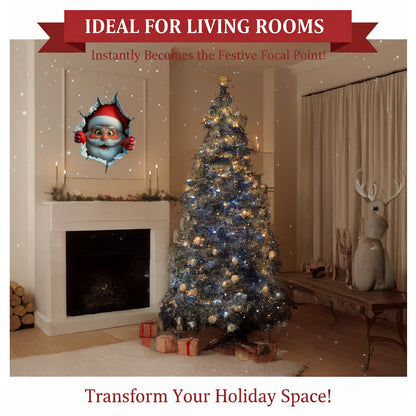 "Santa's Breaking In!" Christmas Wall Sticker 🎅 Funny Holiday Decor for Home 🎄